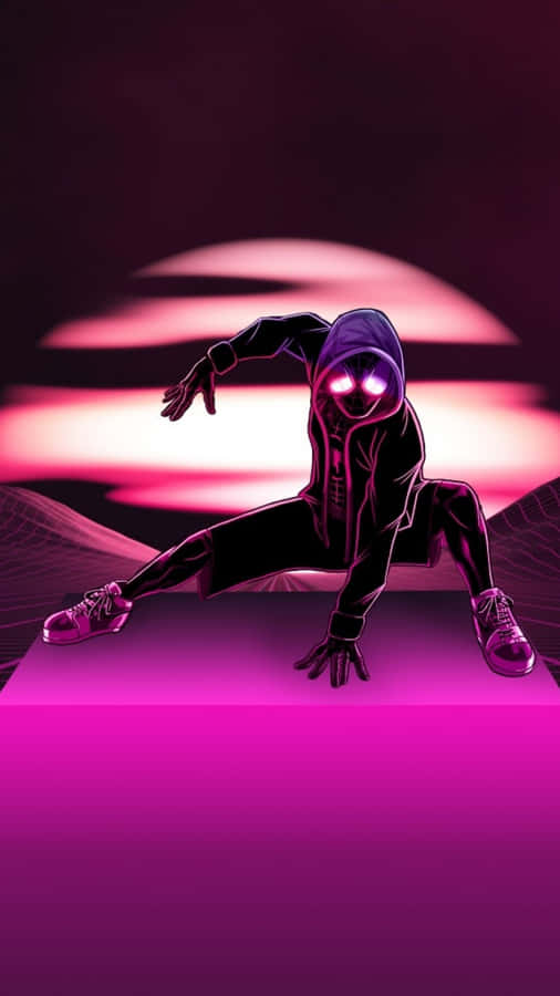 Pink Spider Man Neon Style Wallpaper