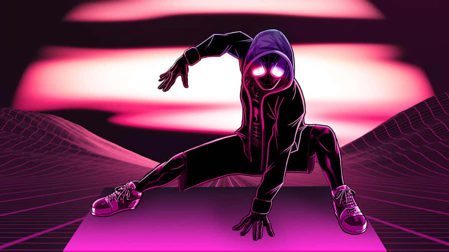 Pink Spider Man Neon Style Wallpaper