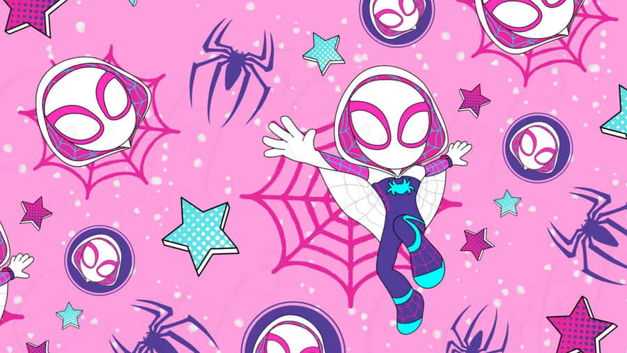 Pink Spider Man Pattern Wallpaper