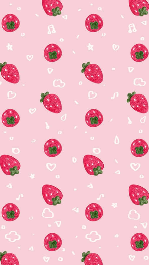 Pink_ Strawberry_ Pattern_ Background Wallpaper