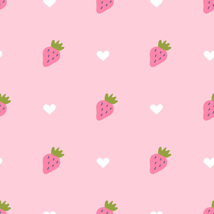 Pink Strawberry Pattern Background Wallpaper