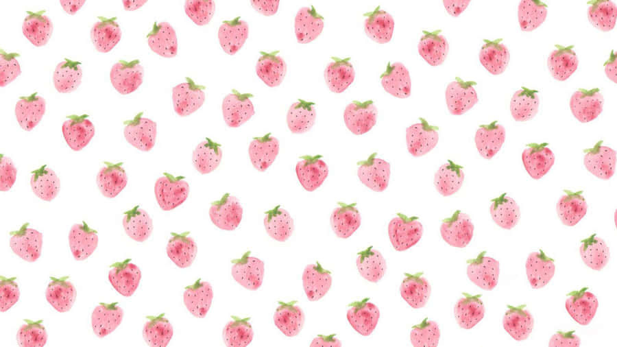 Pink Strawberry Pattern Wallpaper