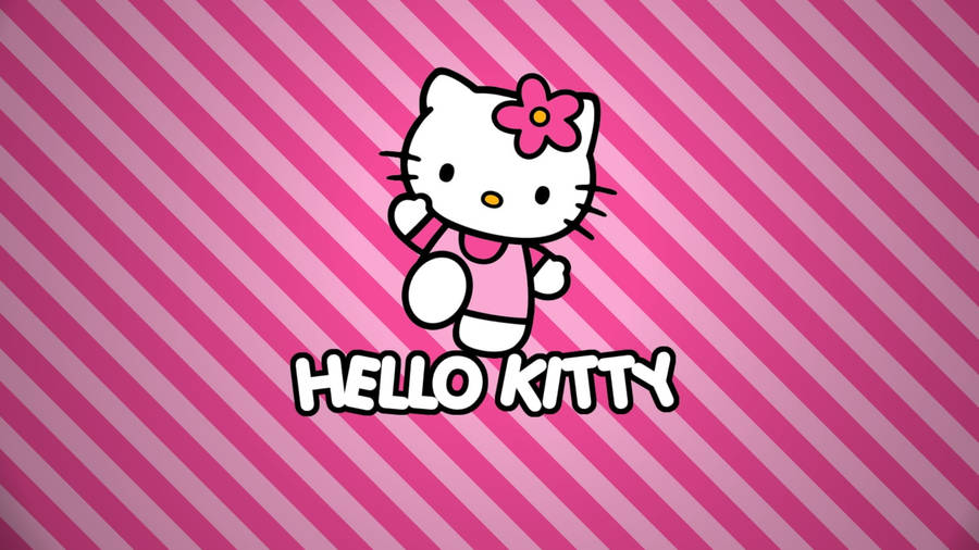 Pink Stripes Hello Kitty Desktop Wallpaper