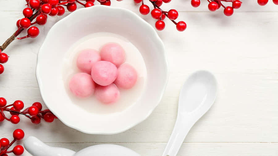 Pink Tangyuan In Sweet Soup Wallpaper