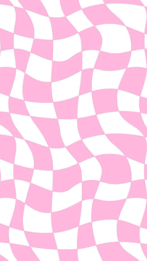 Pink White Wavy Checkered Pattern Wallpaper