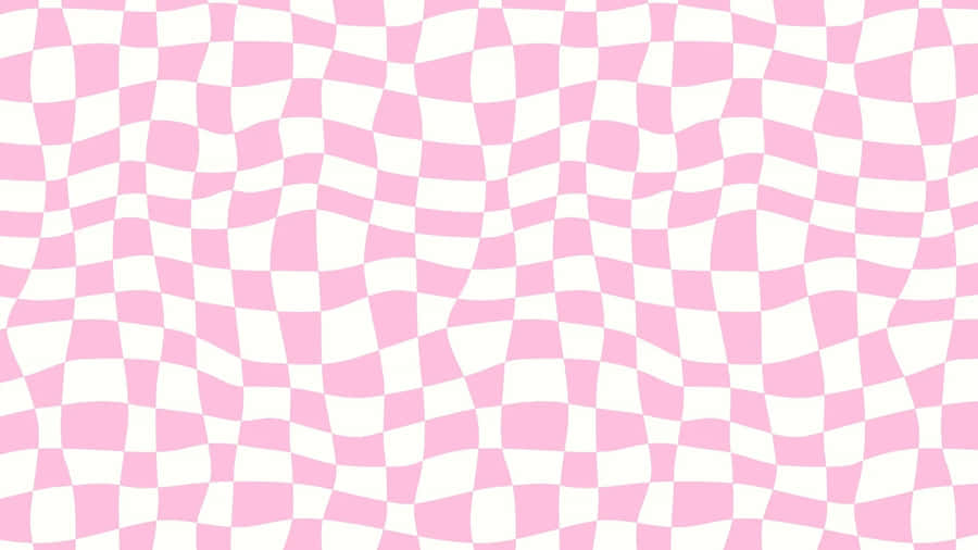 Pink White Wavy Checkered Pattern Wallpaper