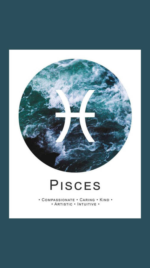 Pisces Ocean Symbol And Text Wallpaper