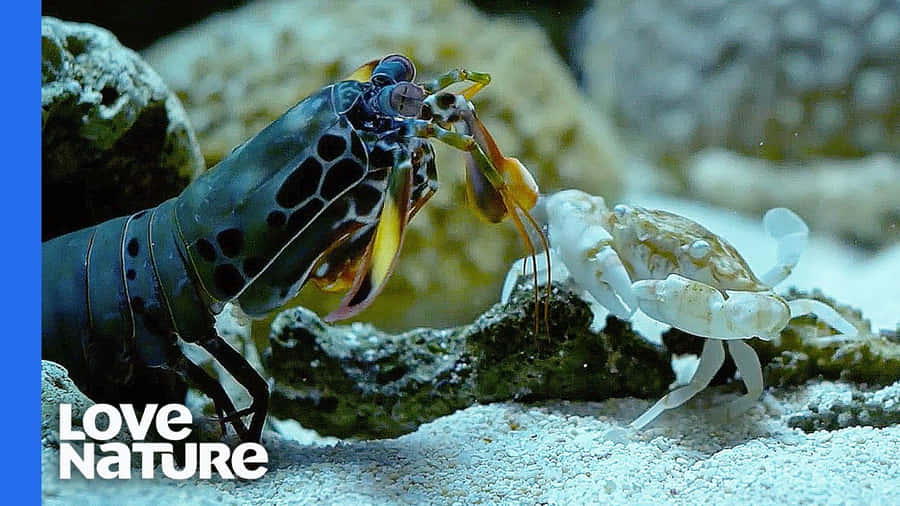 Pistol Shrimp With Crab Aquatic Encounter Wallpaper
