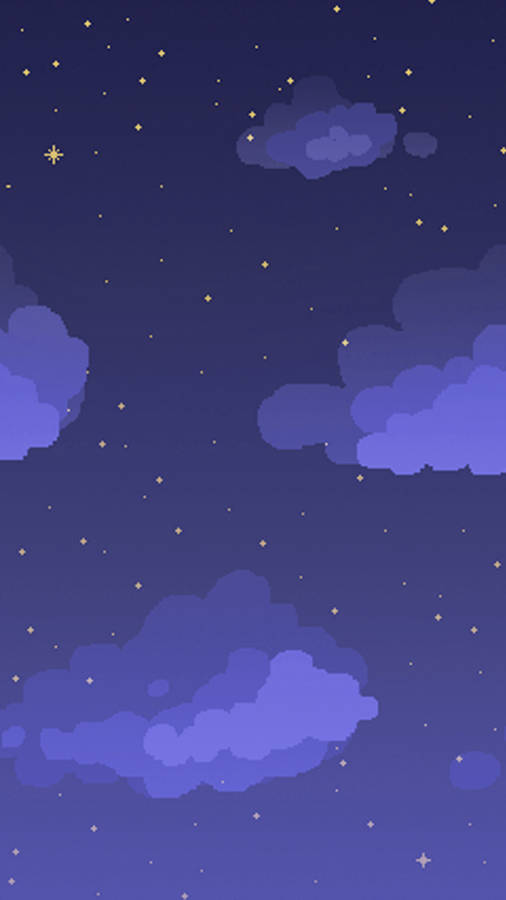 Pixel Clouds Aesthetic Iphone 11 Wallpaper