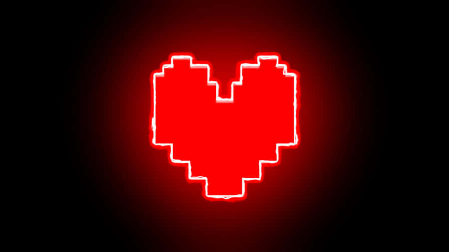Pixelated Heart Red Glow Wallpaper