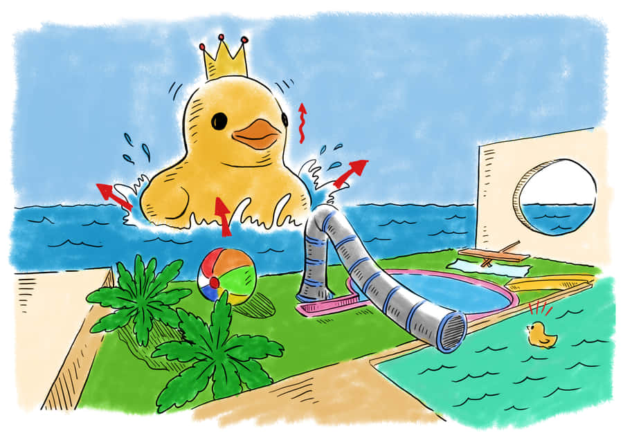 Placid Duck Drawing Wallpaper