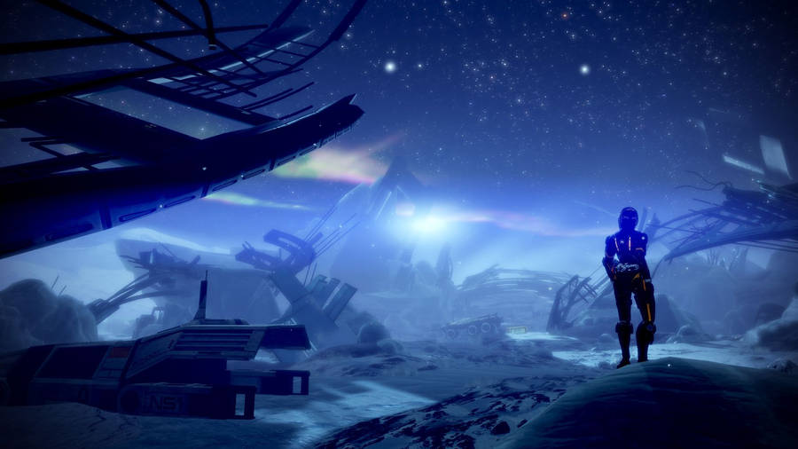 Planet In Ruins Pixel Art Wallpaper