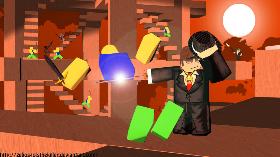 “play Your Favorite Game In Style With A Tuxedo Avatar In Roblox!” Wallpaper