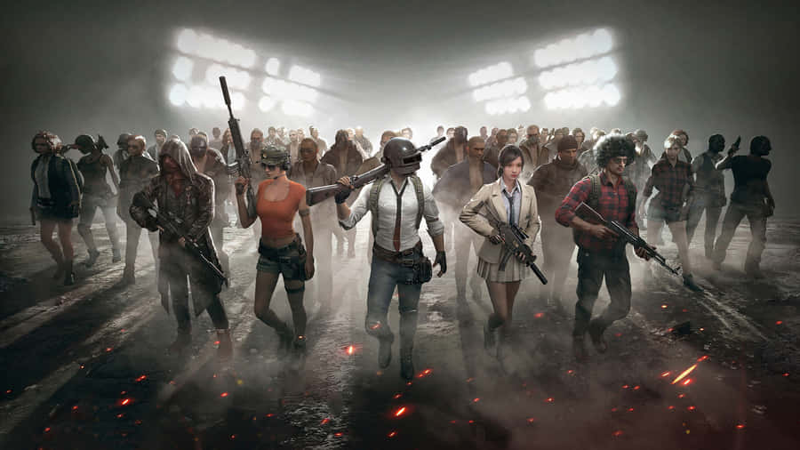 Player Unknown Battlegrounds Characters Stadium Lights Wallpaper