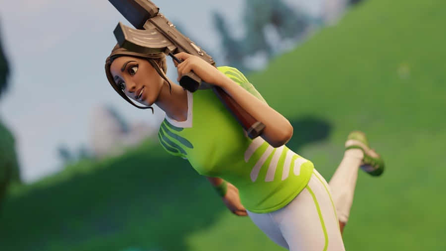 Poised Fortnite Green Run Wallpaper
