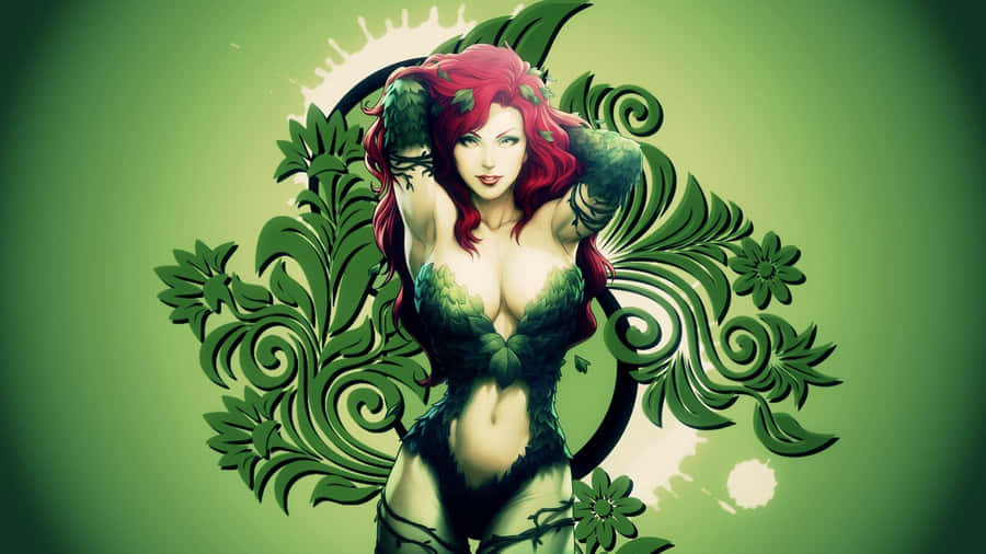 Poison Ivy Floral Backdrop Artwork Wallpaper