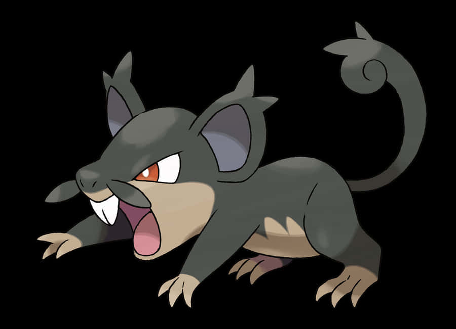 Pokemon Alolan Rattata Gray Fur In A White Background Wallpaper