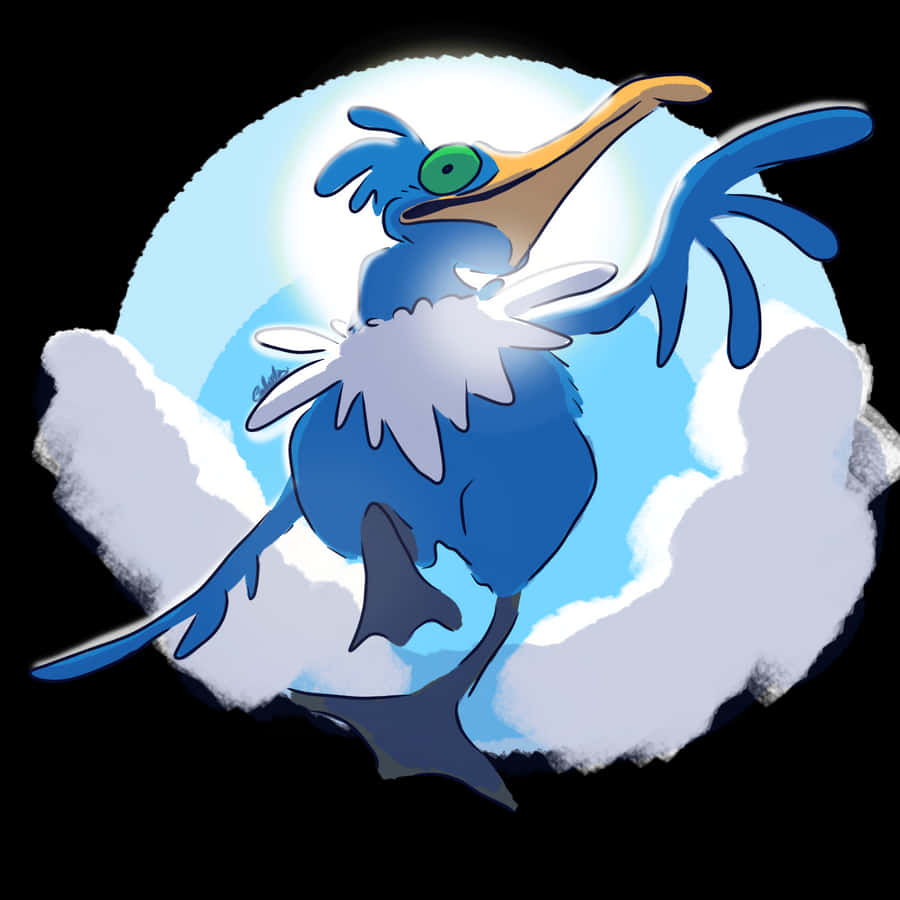 Pokémon Cramorant Flying To Moon Wallpaper