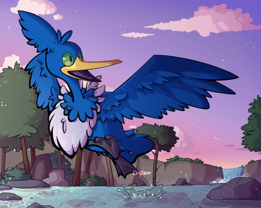 Pokémon Cramorant In Forest's Lake Wallpaper