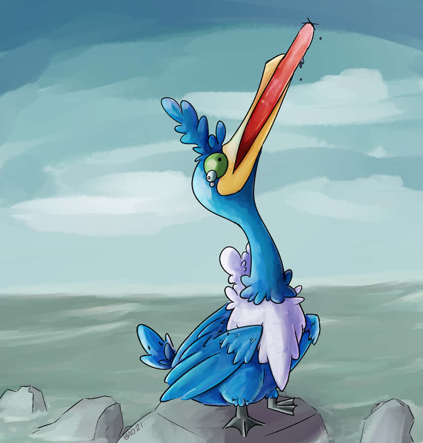 Pokémon Cramorant With Long Hotdog Wallpaper