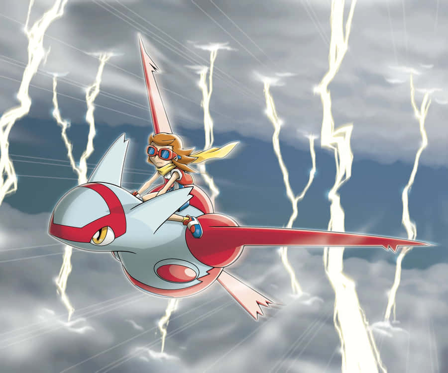 Pokemon Ranger Latias Flight Through Storm Wallpaper