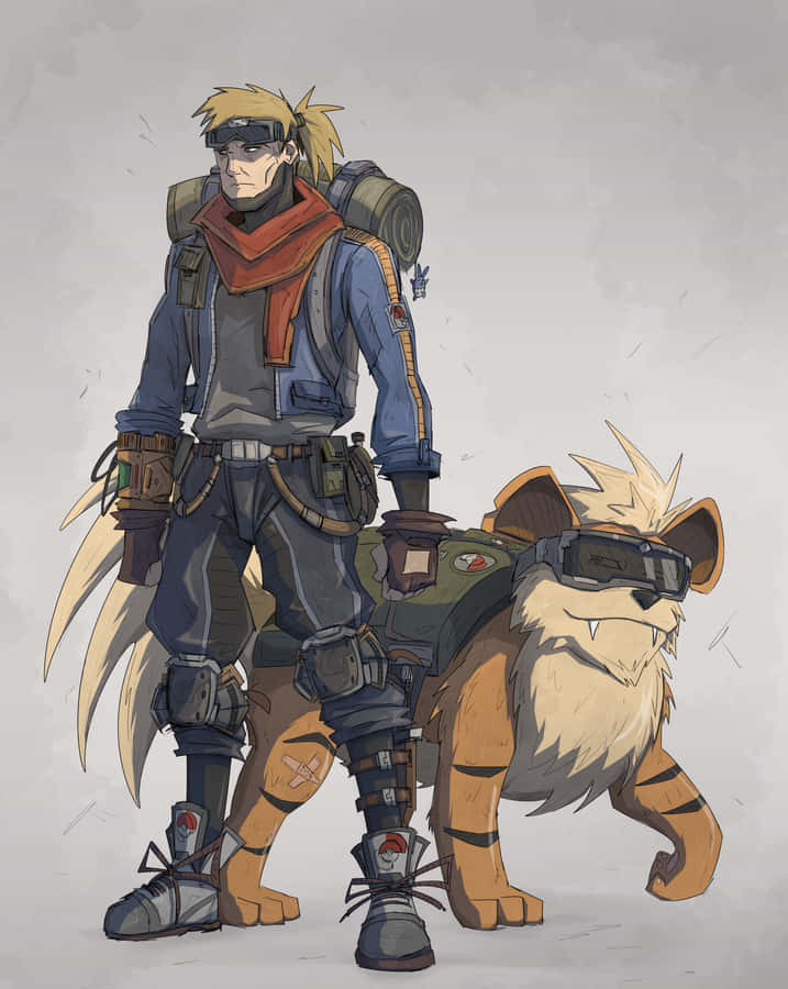 Pokemon Rangerand Growlithe Companions Wallpaper