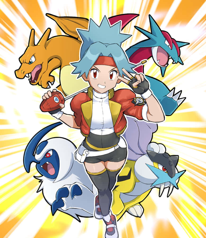 Pokemon Rangerwith Partner Pokemon Wallpaper