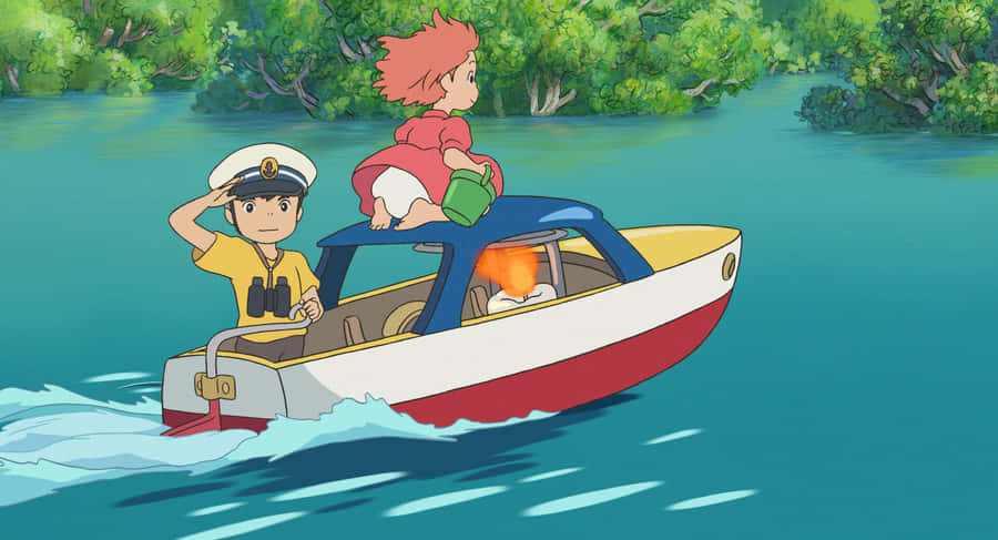 Ponyo_and_ Sosuke_ Boat_ Adventure Wallpaper
