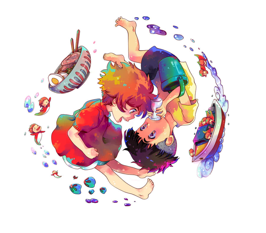 Ponyoand Sosuke Underwater Adventure Wallpaper