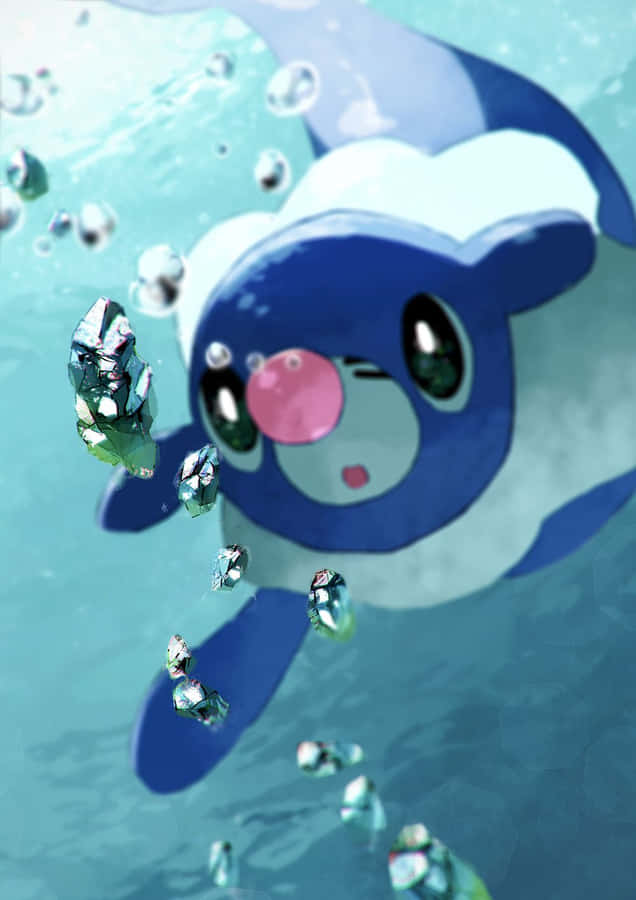 Popplio Looking At Water Crystals Wallpaper