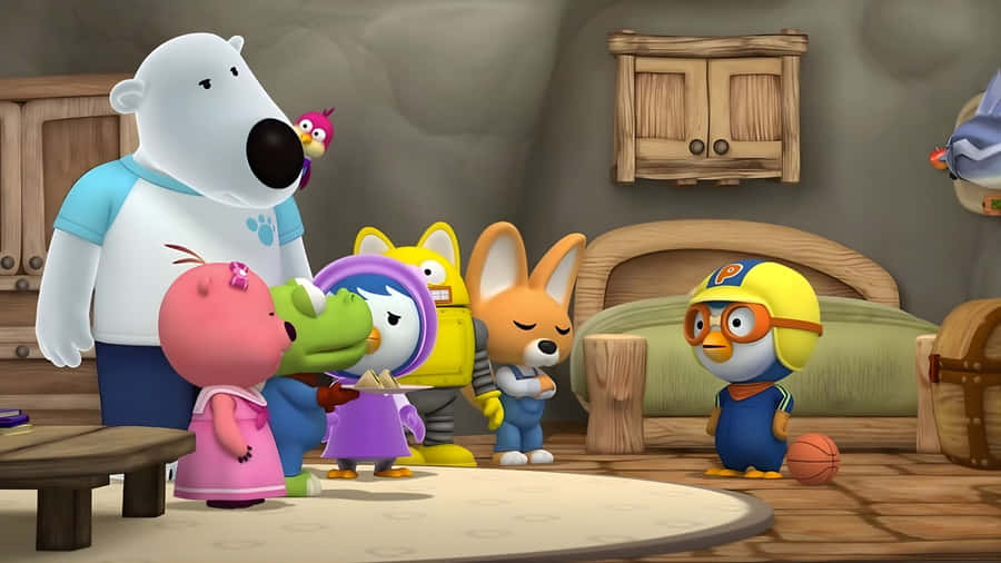 Pororo And Friends Gathering Wallpaper