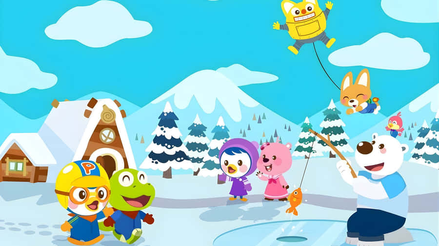 Pororo And Friends Winter Fun Wallpaper