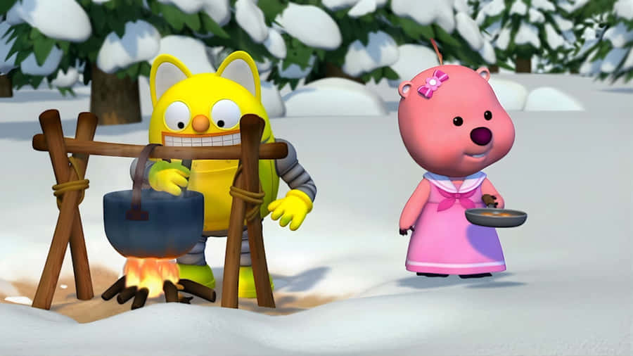 Pororo Friends Winter Cooking Wallpaper