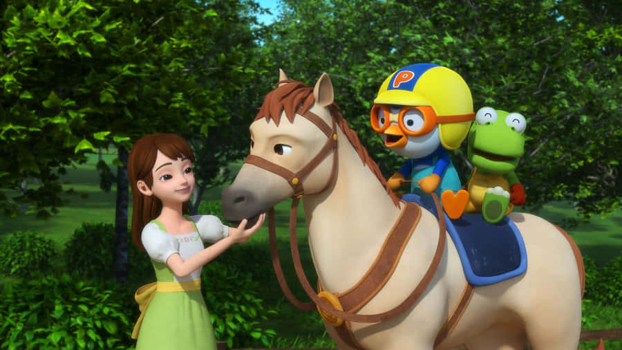 Pororo Riding Horse Adventure Wallpaper