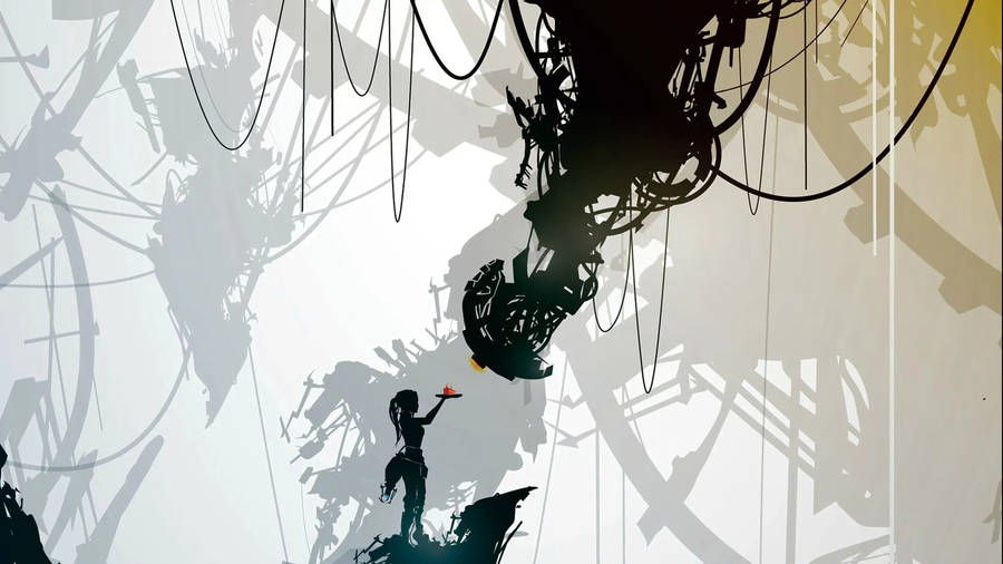 Portal 2 Black And White Art Wallpaper