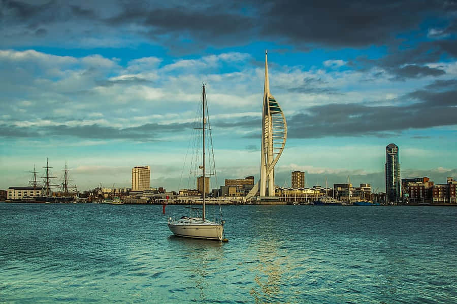 Portsmouth Harbor Spinnaker Tower Sunset Wallpaper