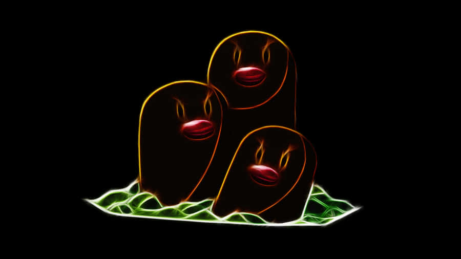 Powerful Glowing Dugtrio In Stunning Pokemon Art Wallpaper