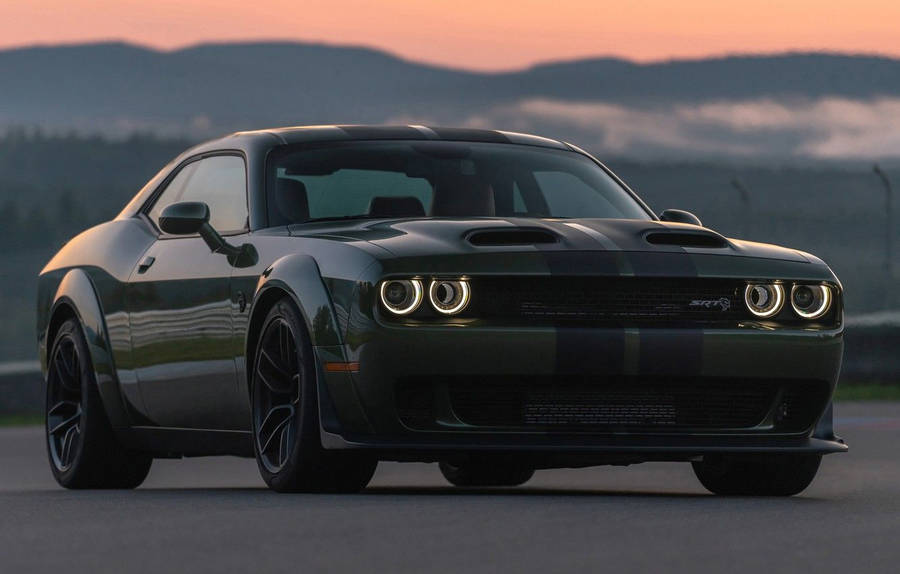 Powerful Performance - The Dodge Challenger With Twin Hood Scoop Wallpaper