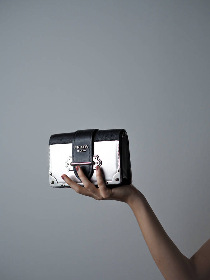 Prada Bag Grey Background Wallpaper