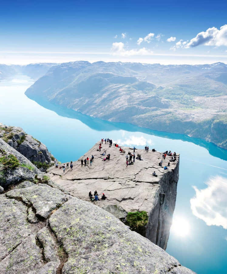 Preikestolen Cliff Overlooking Fjord Norway Wallpaper