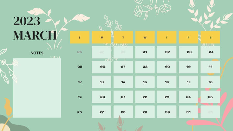 Prepare For April With This Bright And Fun March 2023 Calendar Image Wallpaper