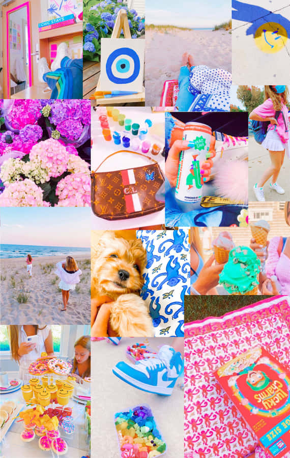 Preppy Girl Summer Collage Wallpaper