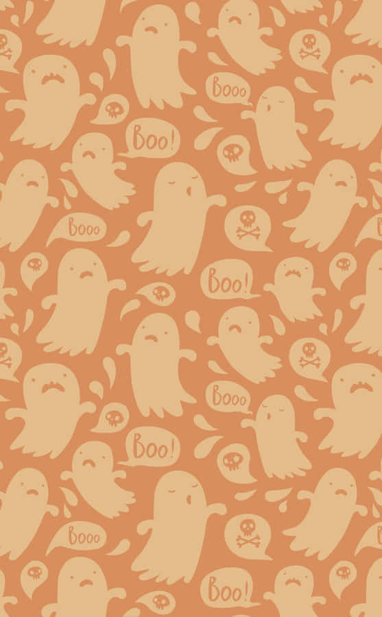 Preppy Halloween Ghost Pattern Wallpaper