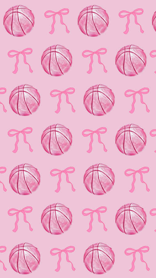 Preppy Pink Basketball Pattern Wallpaper