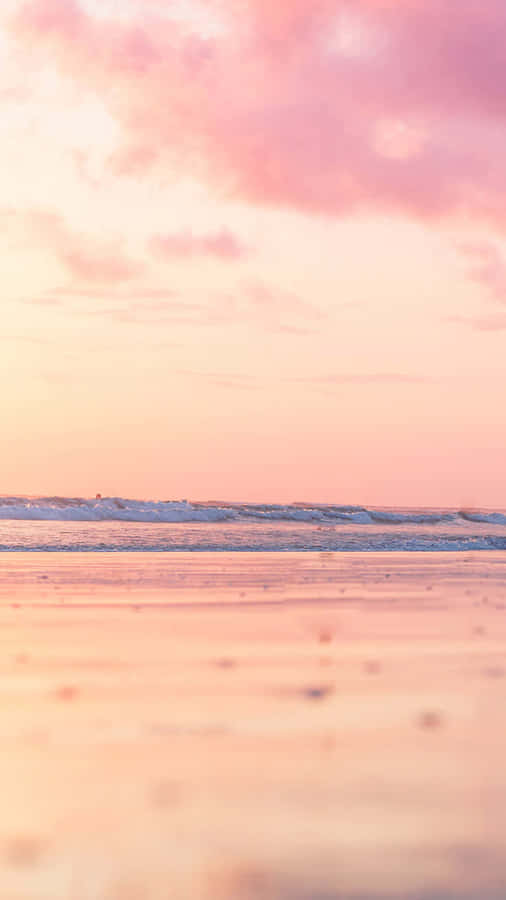 Preppy Pink Beach Sunset Wallpaper