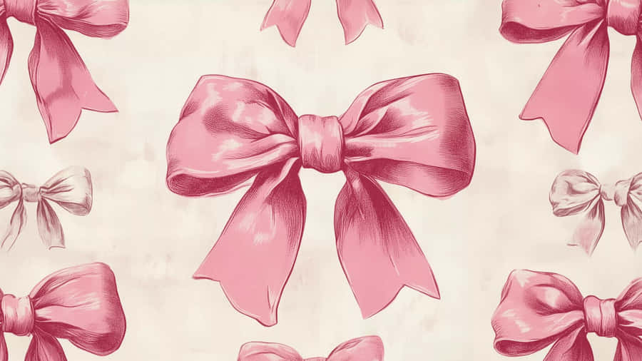 Preppy Pink Bow Pattern Wallpaper