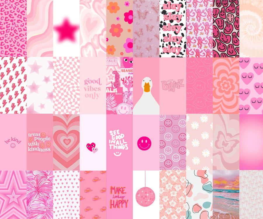 Preppy Pink Collage Aesthetic.jpg Wallpaper