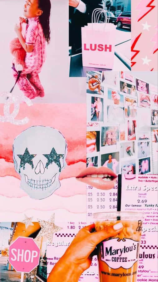 Preppy Pink Collage_ Aesthetic Moodboard.jpg Wallpaper