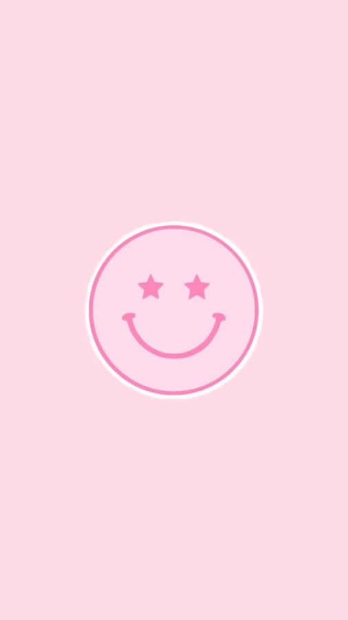 Preppy Pink Smiley Stars Aesthetic.jpg Wallpaper