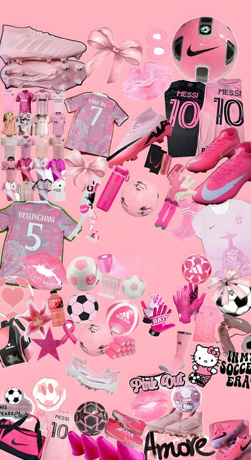 Preppy Pink Soccer Essentials Wallpaper